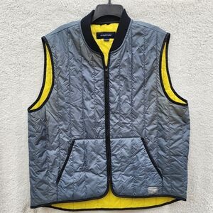 Structure Men's Gray Quilted Yellow Lined Vest  XL